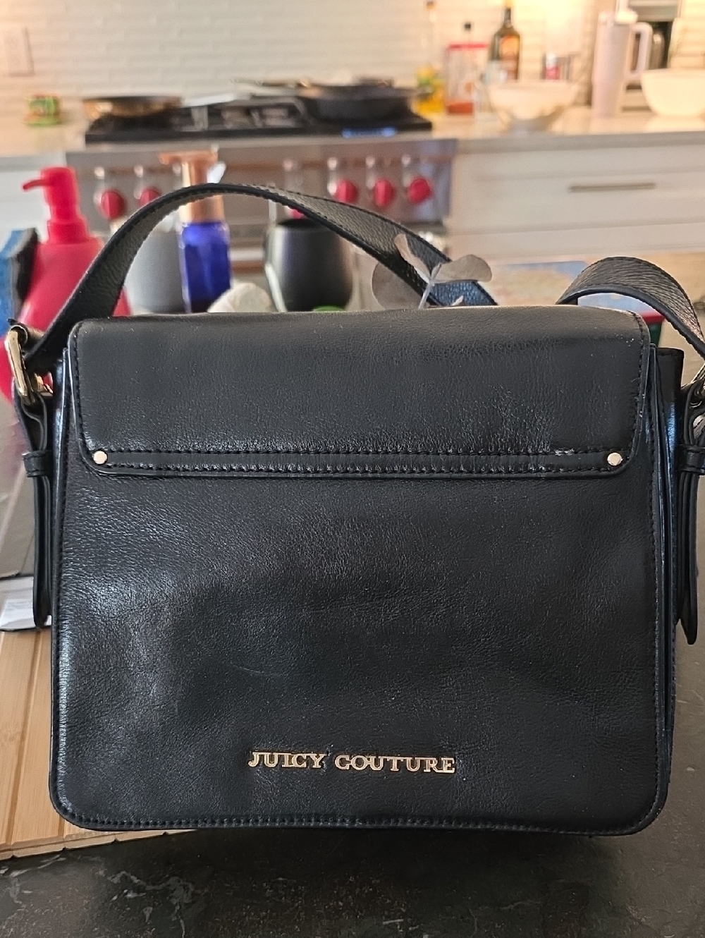 Juicy Couture Y2K Black Leather Crossbody Bag with Gemstone Accent - Picture 3 of 6